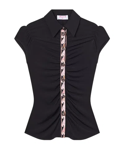Pucci Blouse With Drape Detail In Black