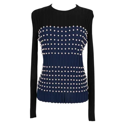 Pre-owned Pucci Blue And Black Mesh Jumper