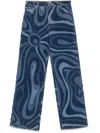 Pucci Modern Flared Denim Jeans With Swirling Pattern In Blue