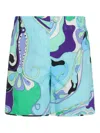 Pucci Abstract Design Cotton Shorts With Elastic Waistband In Multi
