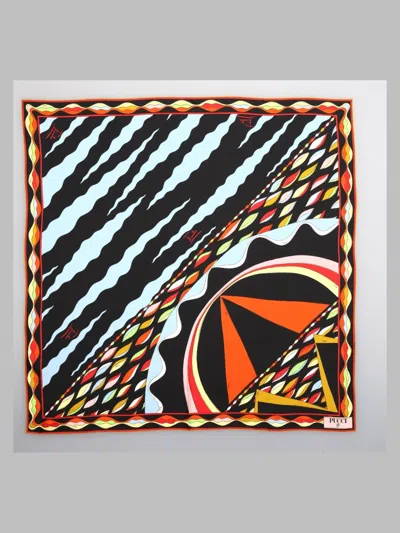 Pucci Bordeaux Silk Foulard Scarf In Multi