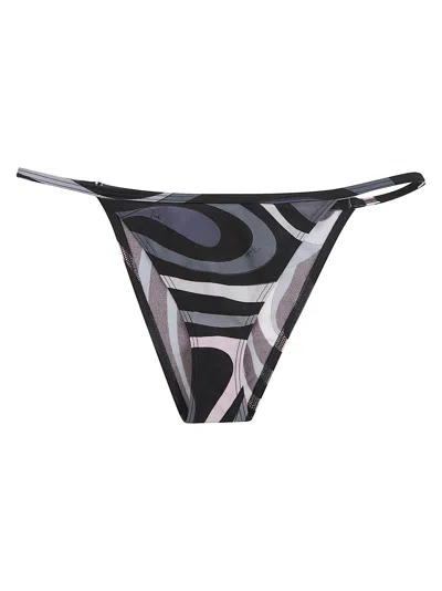 Pucci Abstract-print Bikini Bottom In Gray