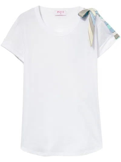 Pucci Bow-detail Cotton T-shirt In White