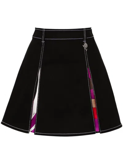 Pucci Box-pleated Twill Miniskirt In Black