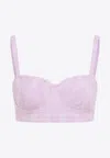 Pucci Brasier Cropped Tops With Lace-inserts In Pink