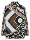 Pucci Brown Geometric Pattern Silk Shirt In Multi