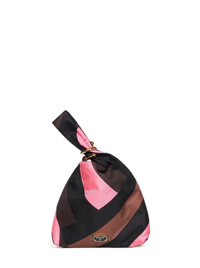 Pucci Brown And Coral Emilio Printed Pouch