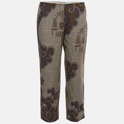 Pre-owned Pucci Brown Plaid Pattern Wool Straight Fit Trousers M