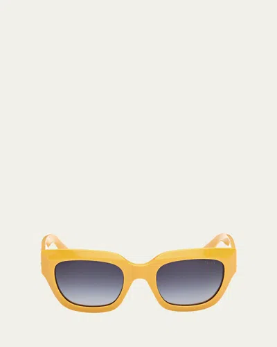 Pucci Butterfly Acetate Sunglasses In Shiny Yellow/gradient Blue