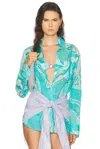 Pucci Button Up Top In Blue