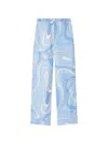 Pucci Marmo-print Silk Pants In Blue