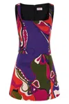 Pucci Printed Sleeveless Dress Square Neckline In Multi