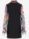 Pucci Black Dress With Sheer Patterned Sleeves In Black