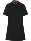 Pucci Mini Dress With Colorful Collar And Short Sleeves In Black