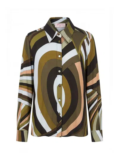 Pucci Camisa - Azul In Multi
