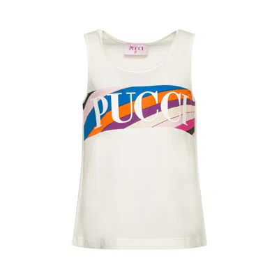 Pucci Kids' Canotta Con Logo In Cream