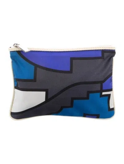Pre-owned Pucci Canvas Black Pattern Printed Cosmetic Bag. In Blue