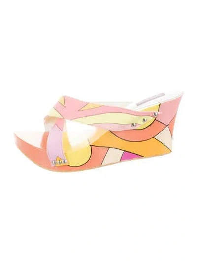 Pre-owned Pucci Canvas Printed Mules In Orange