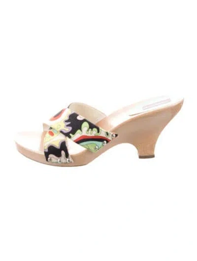 Pre-owned Pucci Canvas Printed Slides In Black