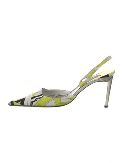 Pre-owned Pucci Canvas Printed Slingback Pumps In Multi