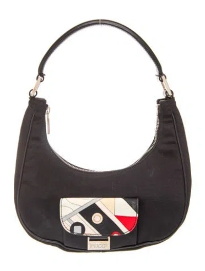 Pre-owned Pucci Canvas Shoulder Bag In Black
