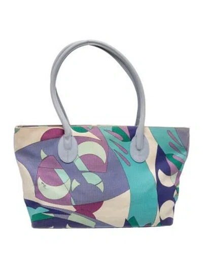 Pre-owned Pucci Canvas Shoulder Bag In Blue