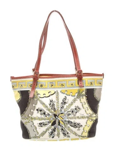 Pre-owned Pucci Canvas Shoulder Bag In Grey