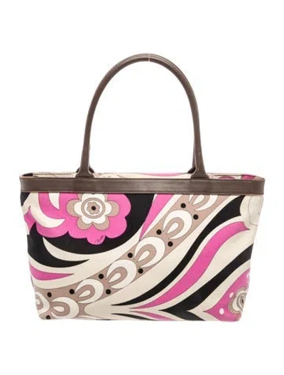 Pre-owned Pucci Canvas Shoulder Bag In Neutral