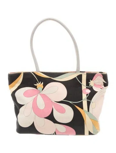 Pre-owned Pucci Canvas Shoulder Bag In Neutral