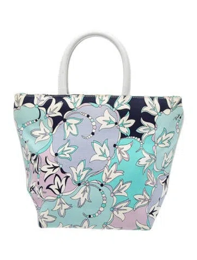 Pre-owned Pucci Canvas Top Handle Bag In Blue