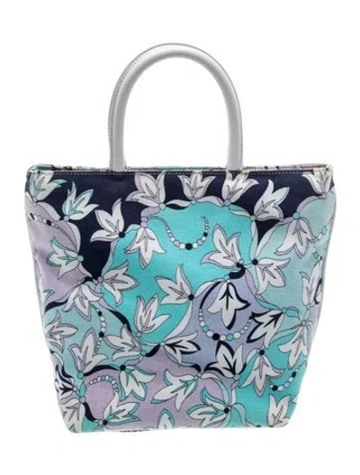 Pre-owned Pucci Canvas Top Handle Bag In Blue