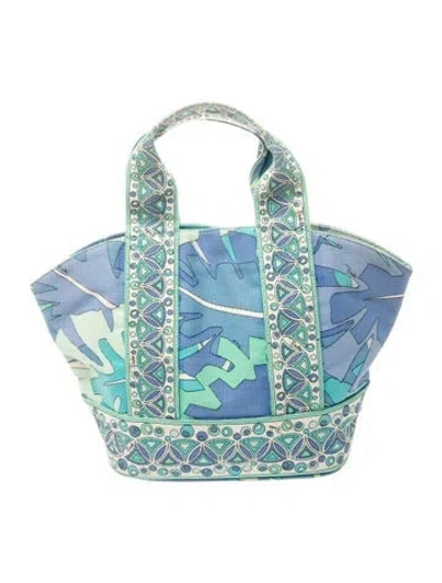 Pre-owned Pucci Canvas Top Handle Bag In Blue