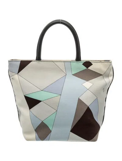 Pre-owned Pucci Canvas Top Handle Bag In Blue