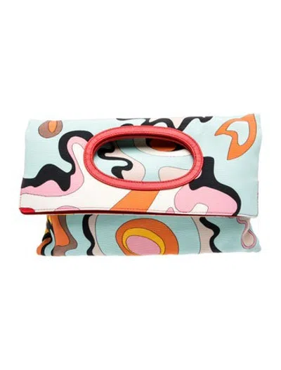 Pre-owned Pucci Canvas Top Handle Bag In Blue