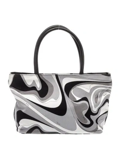 Pre-owned Pucci Canvas Top Handle Bag In Gray