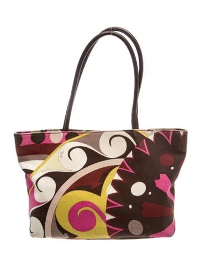 Pre-owned Pucci Canvas Top Handle Bag In Multi