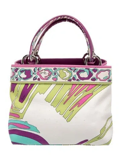 Pre-owned Pucci Canvas Top Handle Bag In Neutral