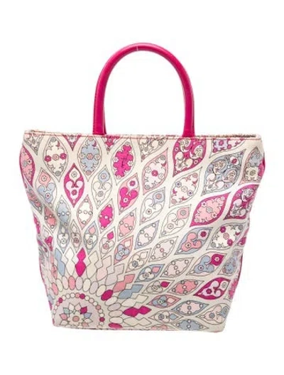 Pre-owned Pucci Canvas Top Handle Bag In Neutrals