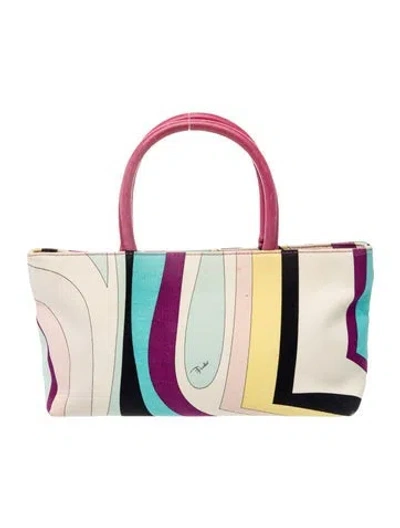 Pre-owned Pucci Canvas Top Handle Bag In Neutrals