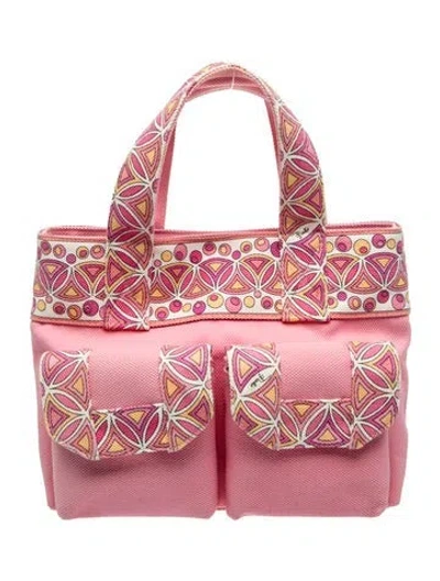 Pre-owned Pucci Canvas Top Handle Bag In Pink