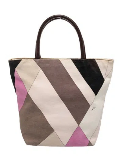Pre-owned Pucci Canvas Top Handle Bag In Pink