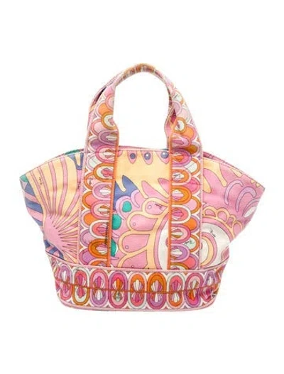 Pre-owned Pucci Canvas Top Handle Bag In Pink
