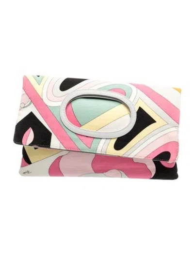 Pre-owned Pucci Canvas Top Handle Bag In Pink