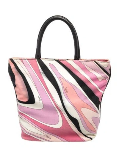 Pre-owned Pucci Canvas Top Handle Bag In Pink