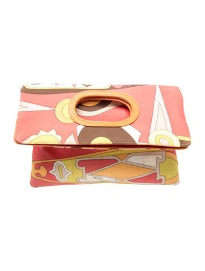 Pre-owned Pucci Canvas Top Handle Bag In Pink