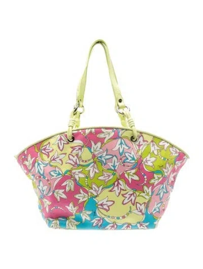 Pre-owned Pucci Canvas Tote In Green