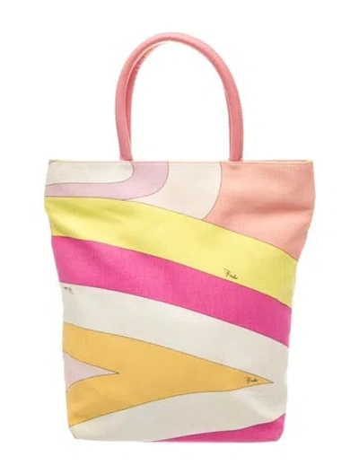 Pre-owned Pucci Canvas Tote In Pink