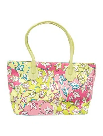 Pre-owned Pucci Canvas Tote Vintage In Green