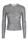Pucci Patch-pocket Button Cardigan In Silver
