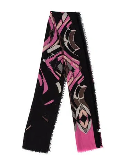 Pre-owned Pucci Cashmere Graphic Print Scarf In Pink